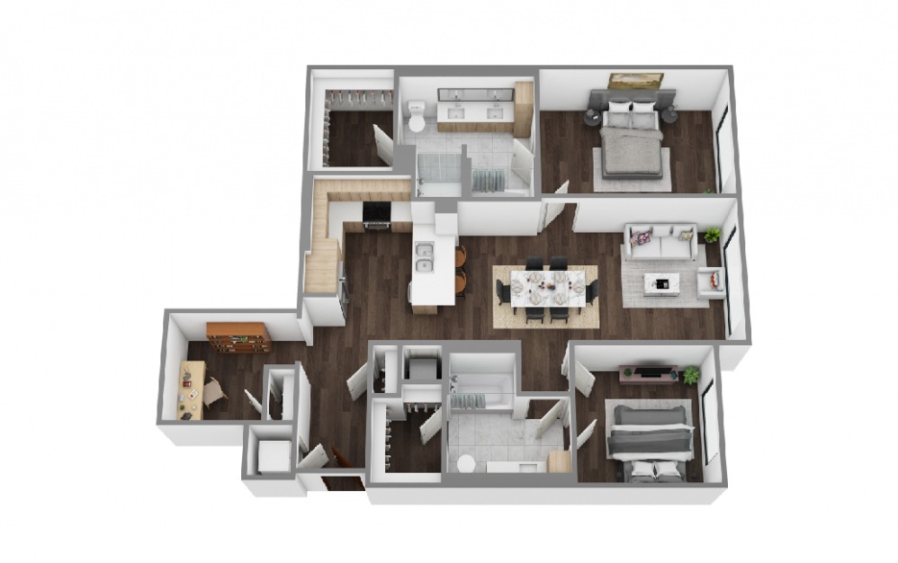 layout of 2 bedroom plan